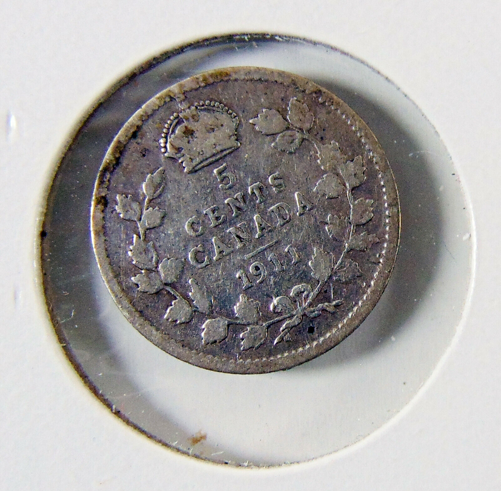 1911 - Canada 5 Cent SILVER Coin  -  Rated F Без бренда