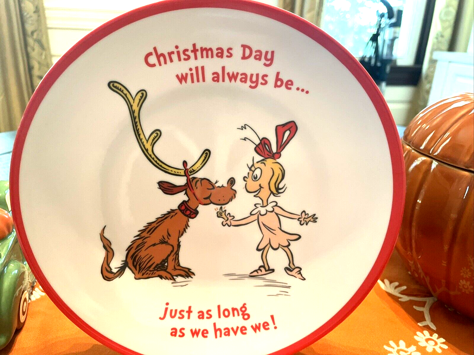 Pottery Barn SET 4 Plates Grinch Christmas Disney holiday gift Dog tree meal kid Pottery Barn na - фотография #4