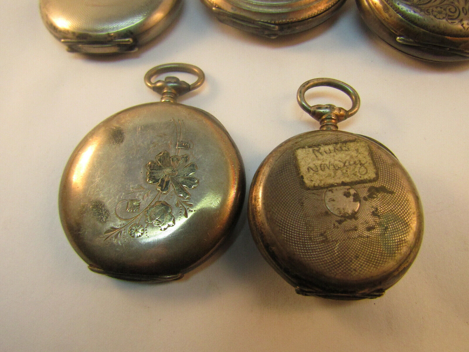 SILVER STEM WIND ANTIQUE POCKET WATCHES FOR RESTORATION OR PARTS SPW-05 E.B. LEVANT - фотография #9