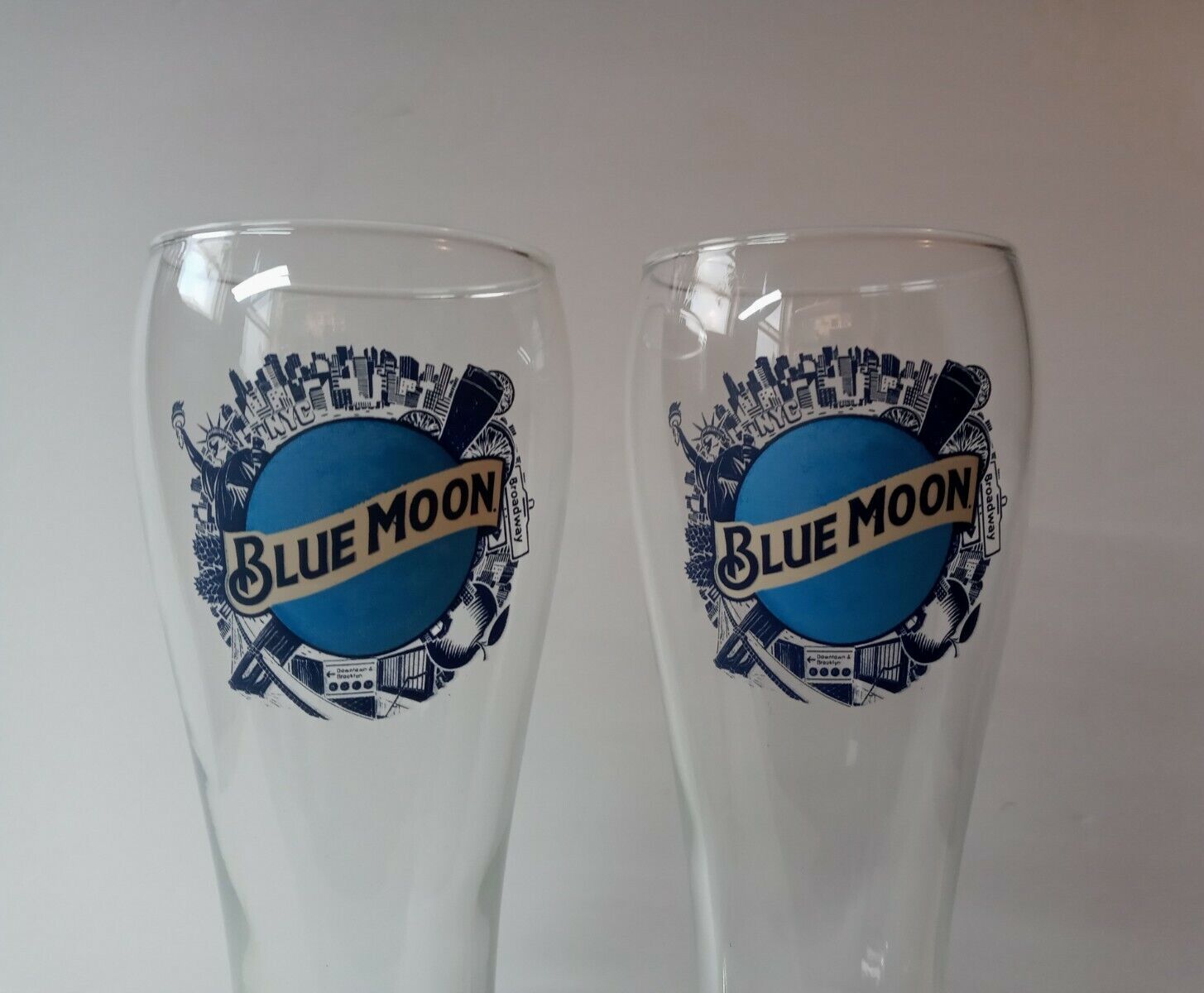 Blue Moon NYC 16 oz Pilsner Beer Glass - Set of Two (2) Glasses NY Edition New Blue Moon - фотография #5