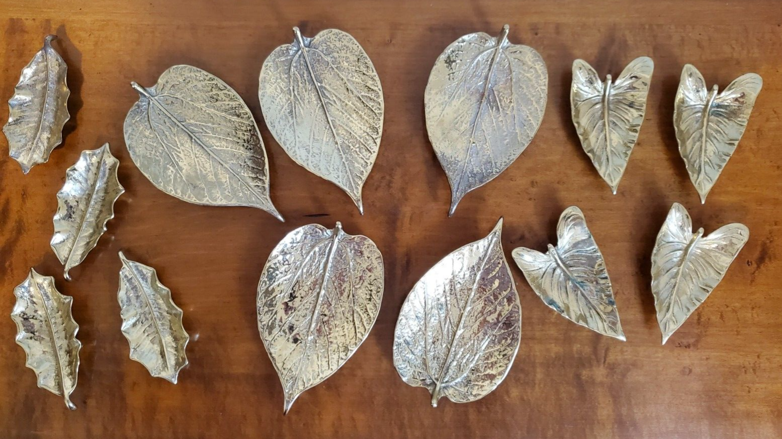 LOT of 13 Virginia Metalcrafters Leaves Trinket Dishes CW 3-27, 3-33 and 3-35 Без бренда