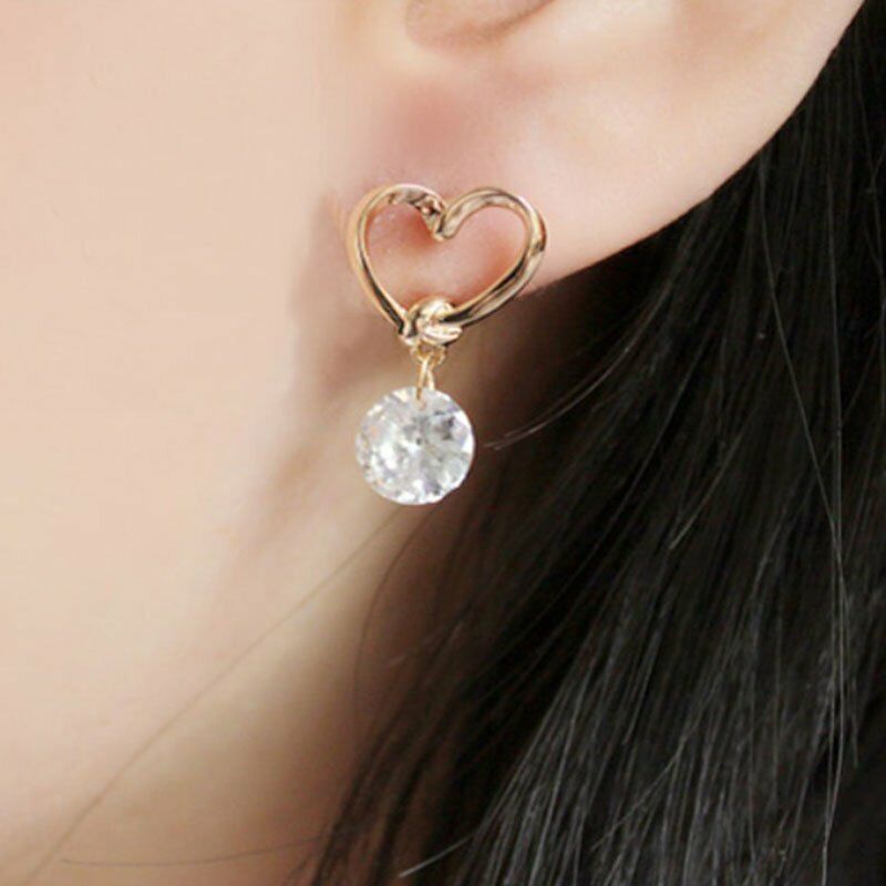 Heart Zircon Pearl Earrings Stud Dangle Women Wedding Party Jewelry Fashion Gift Rinhoo Does not apply - фотография #4