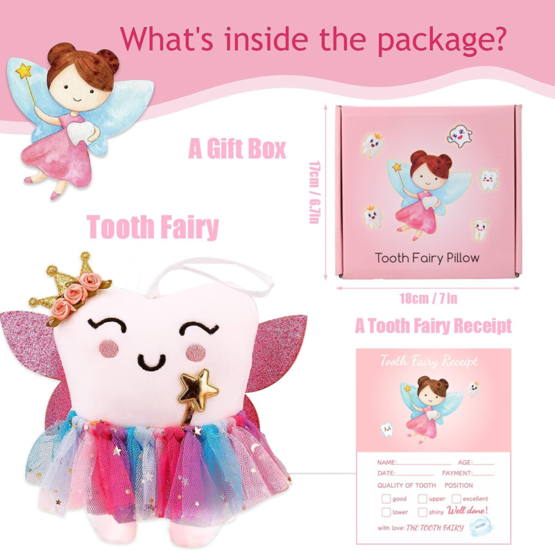Tooth Fairy Pillow with Pocket for Girls | Tooth Pillow for Tooth Fairy for Girl Does not apply - фотография #3