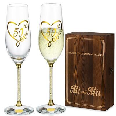  50th Anniversary Champagne Flutes: Set of 2 Crystal Toasting Glasses with Gold Does not apply Does Not Apply - фотография #2