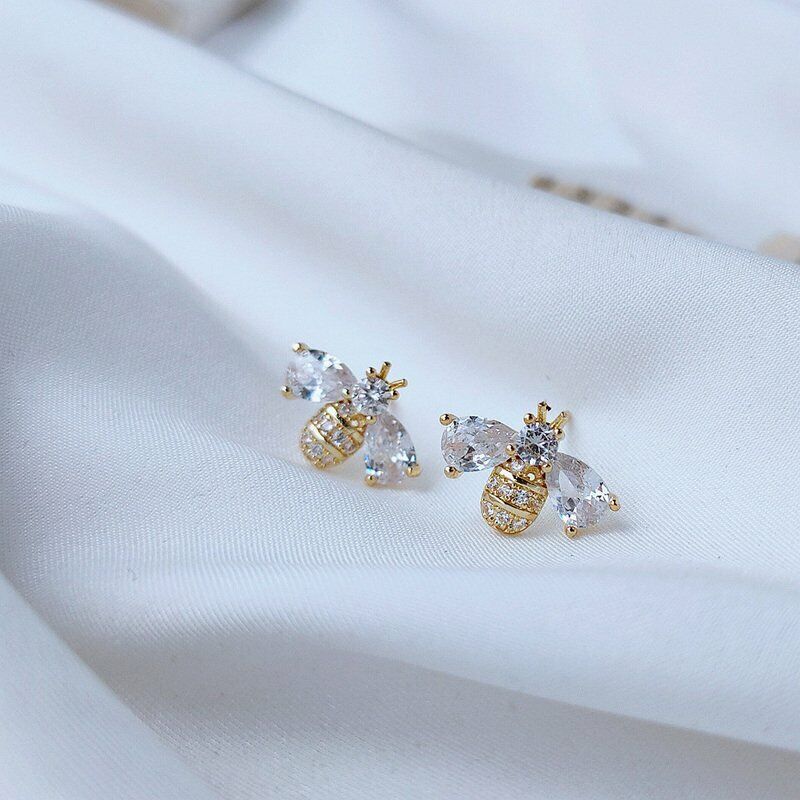 925 Silver Crystal Bee Zircon Earrings Dangle Charm Wedding Women Jewelry Rinhoo Does not apply - фотография #4