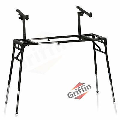 Keyboard Stand DJ Workstation Table Top Piano Holder 2-Tier Double Studio Mount Griffin MD-XX-396A