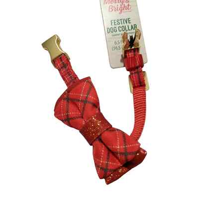 XXS new PetSmart dog puppy festive collar red gingham glitter bow Petsmart