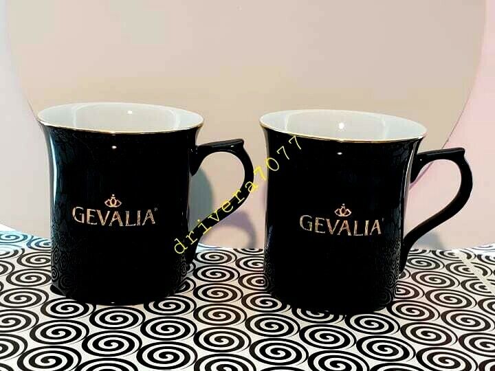 GEVALIA Coffee Black Cups Gold Rim Gold Company Name 8 oz  Без бренда