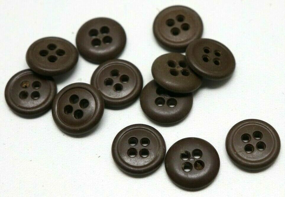 WWII US plastic buttons 5/8 inch 16mm 24L dark brown lot of 12 B9253 Без бренда - фотография #4