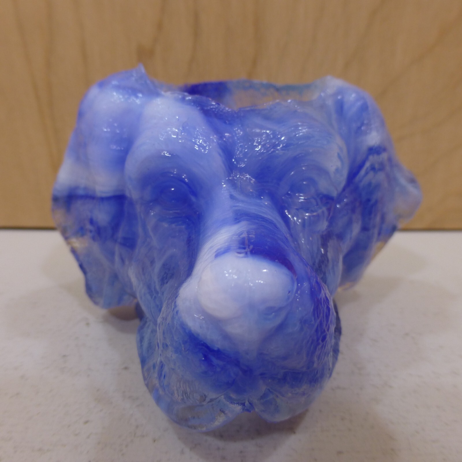 Joe St Clair COBALT BLUE WHITE SLAG Glass DOG HEAD TOOTHPICK MATCH HOLDER Summit Без бренда - фотография #2