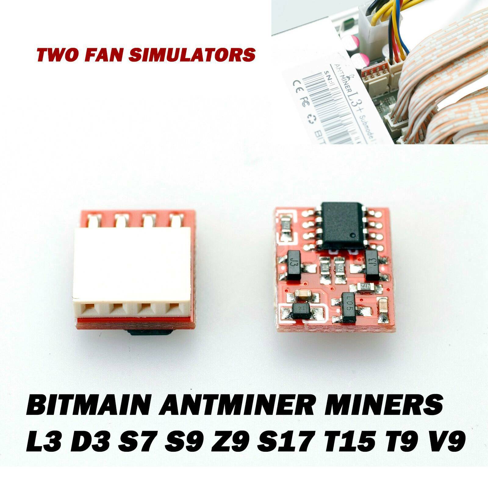 2Pcs Fan Simulators fit Bitmain Antminer Miner L3 D3 S7 S9 Z9 S17 T15 T9 V9 Unbranded Does not apply - фотография #3