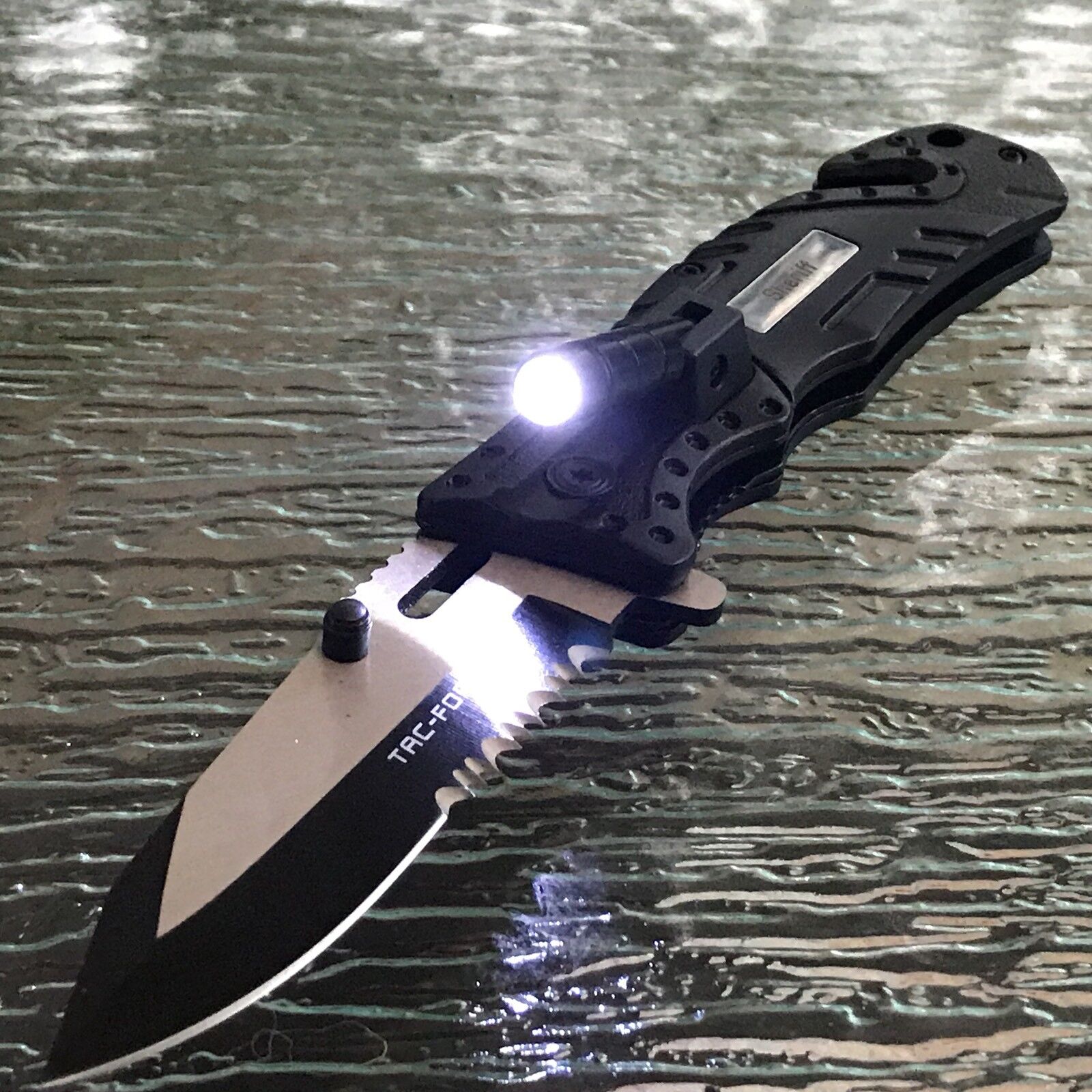 TAC FORCE BLACK SHERIFF Spring Assisted Open LED Tactical Rescue Pocket Knife Tac-Force TF-835SH