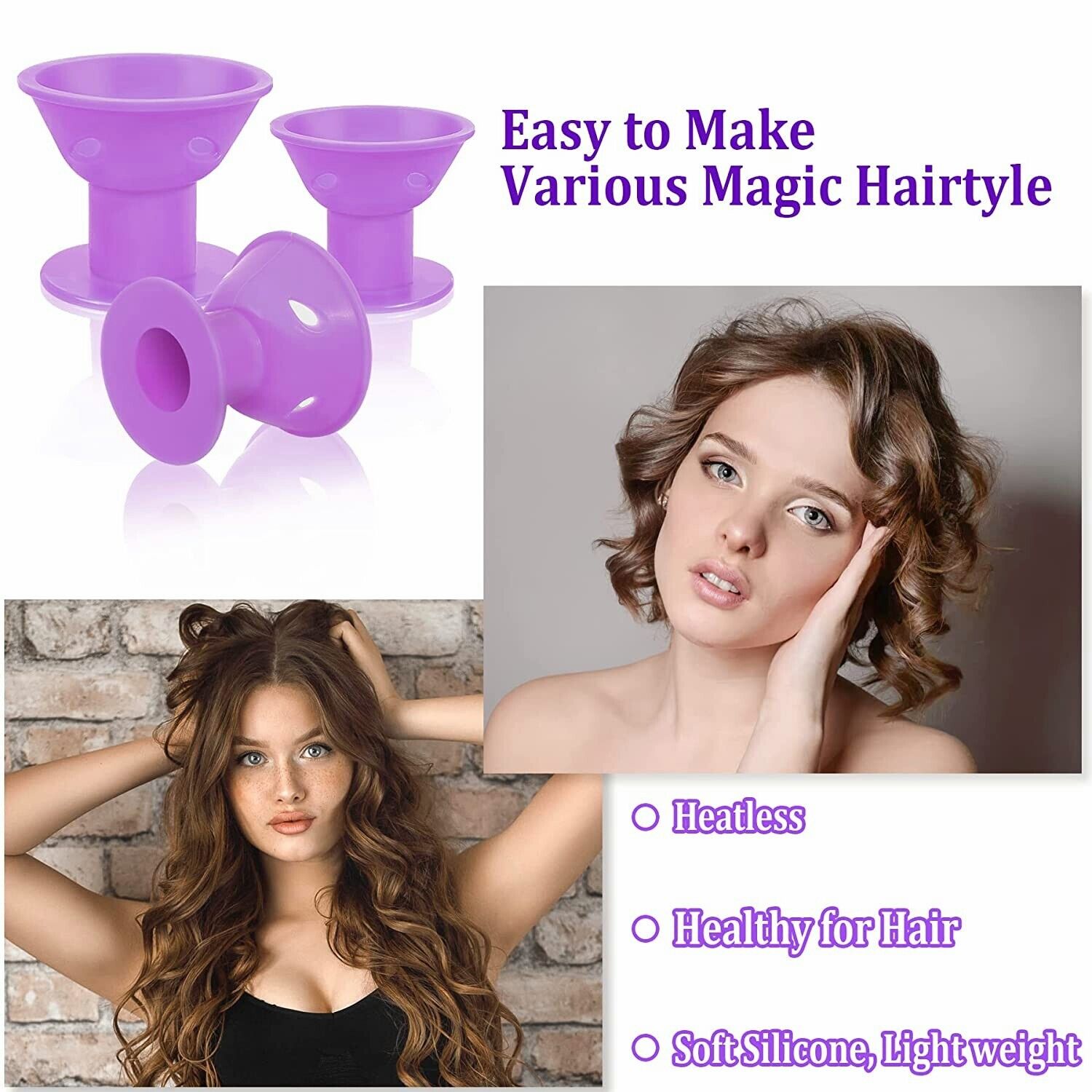 35PCS Magic Hair Curlers Rollers Heatless Silicone DIY Formers Styling Tool US Unbranded Does Not Apply - фотография #2