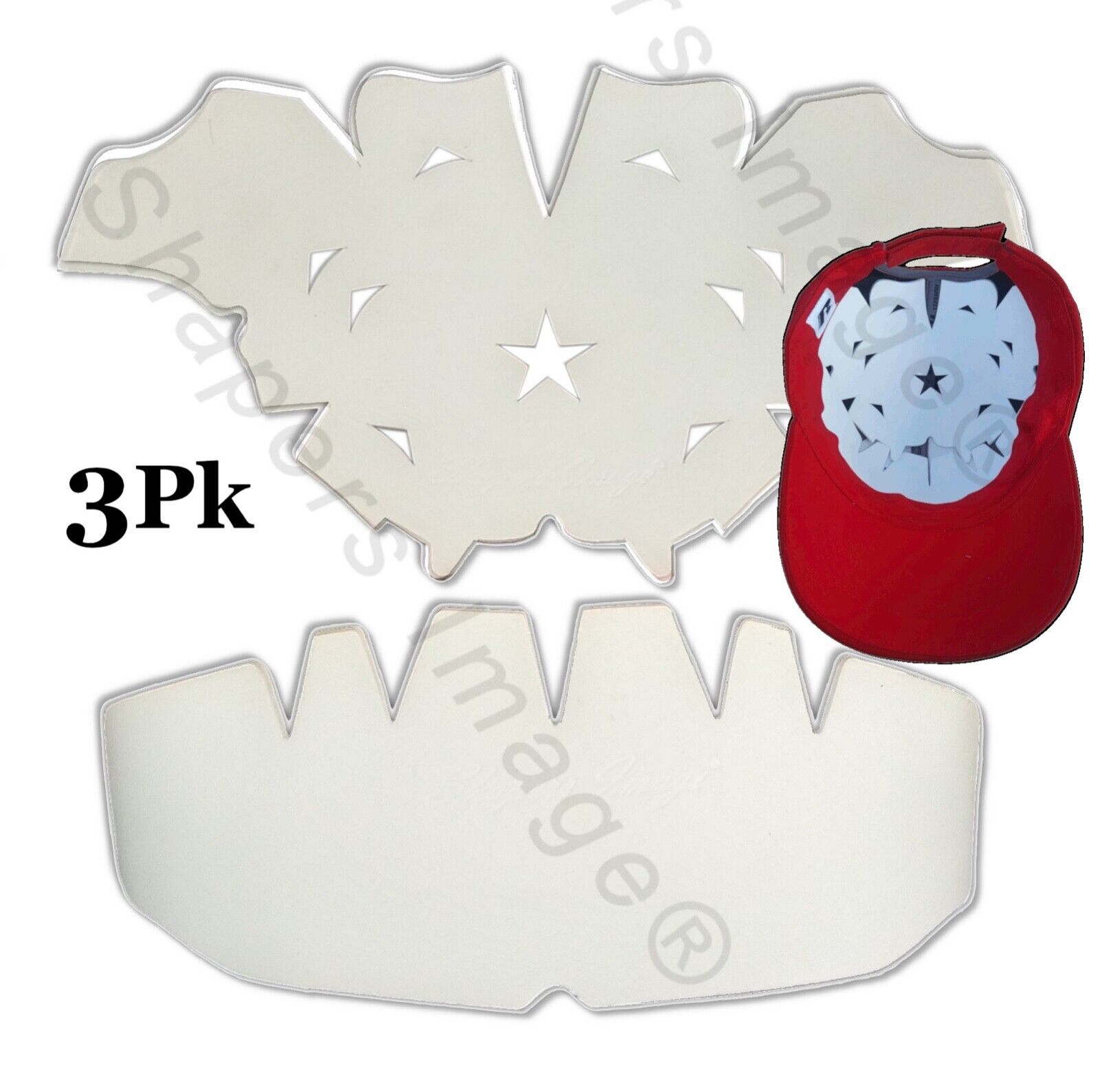 3Pk.WHITE-One Size Fits All Baseball Cap Crown Insert & Panel Hat Shaper Combo  Shapers Image®