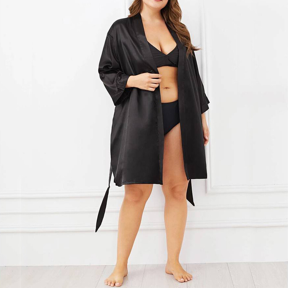 Women Sexy Satin Silk Bathrobe Kimono Lace Lingerie Bride Dressing Gown Nightie Unbranded Does Not Apply - фотография #8