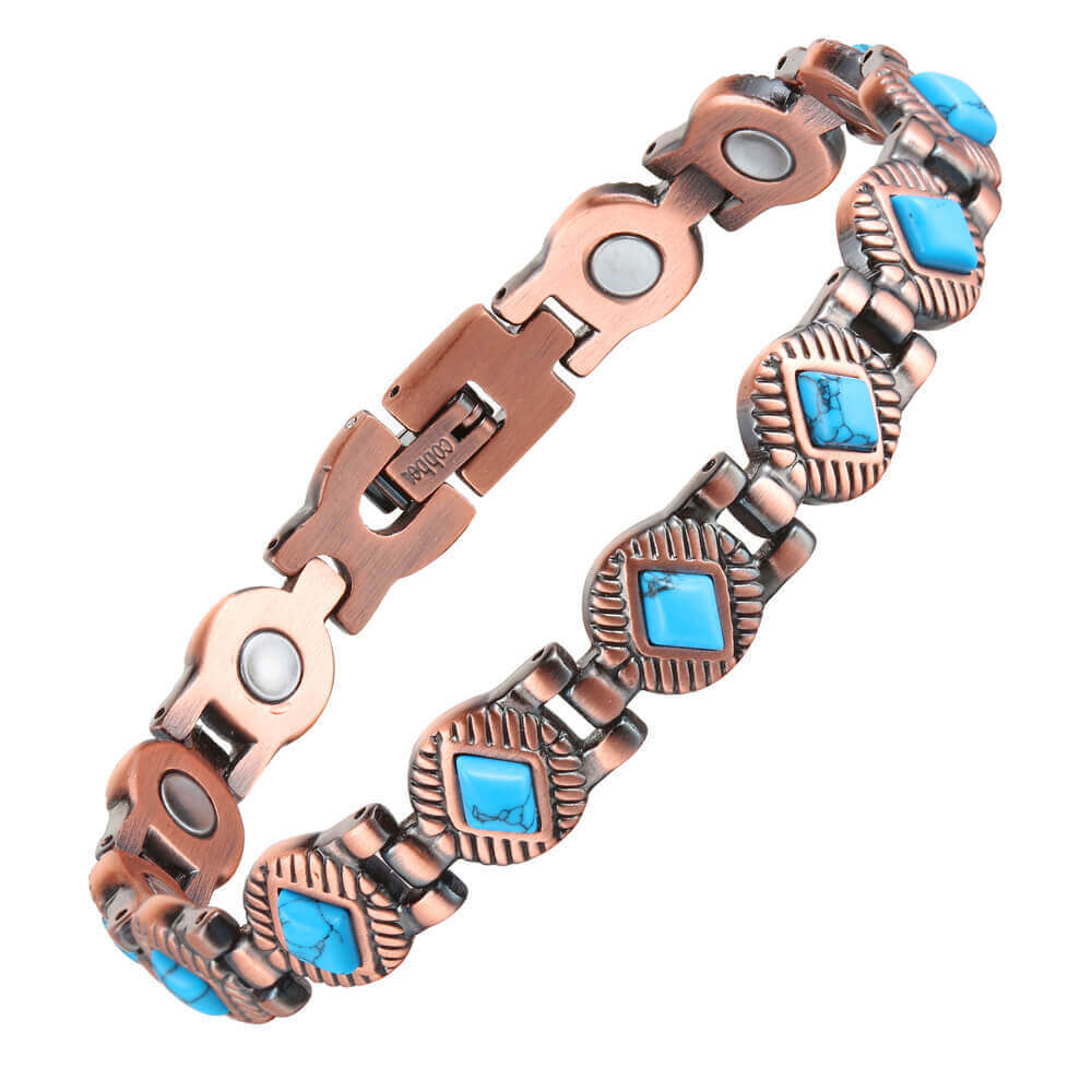 Turquoise Pure Copper Magnetic Bracelet Men Women Balance Power Energy Joy Gift Unbranded - фотография #3