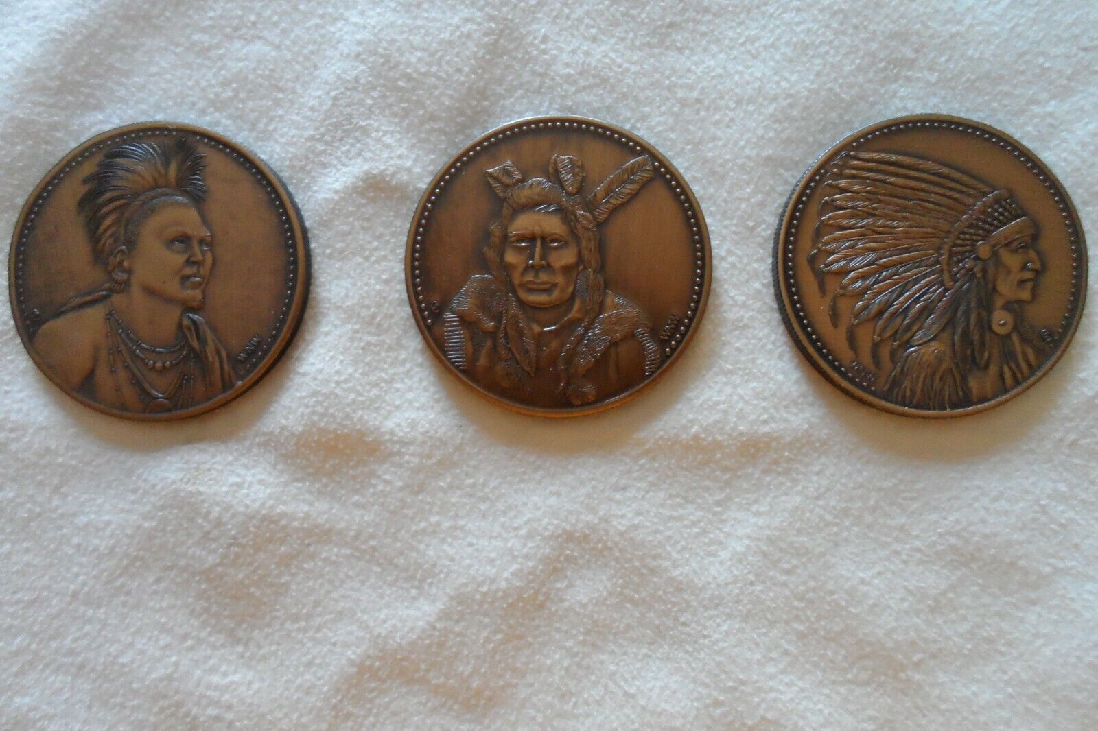 VERY UNIQUE AND GORGEOUS 3 COIN NATIVE AMERICAN SET OSAGE AND SIOUX Без бренда