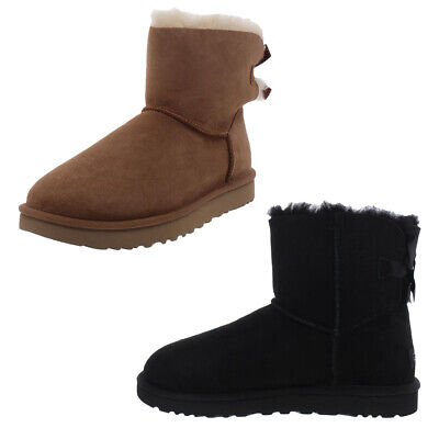 Ugg Mini Bailey Bow II Women's Suede Fur Lined Booties with Satin Back Bow UGG 1016501