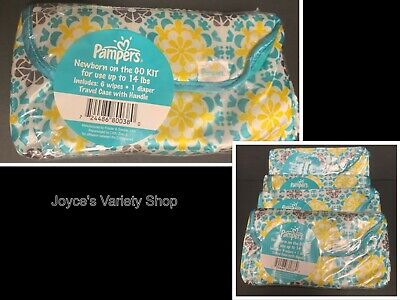 Pampers Newborn Baby On The Go Kit Case Diapers Wipes (4) Packs Pampers