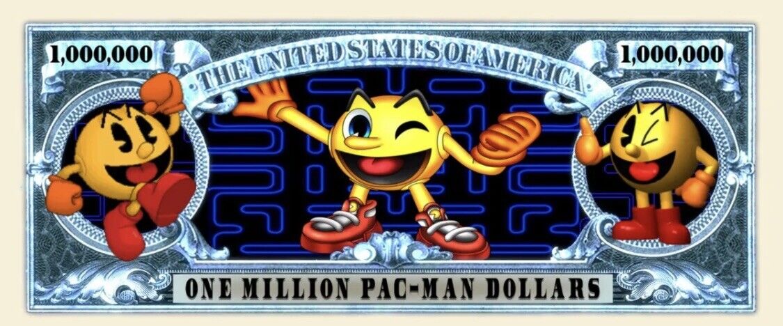 Pac-Man Game Collectible Pack of 25 Funny Money Novelty 1 Million Dollar Bills SEGA - фотография #3