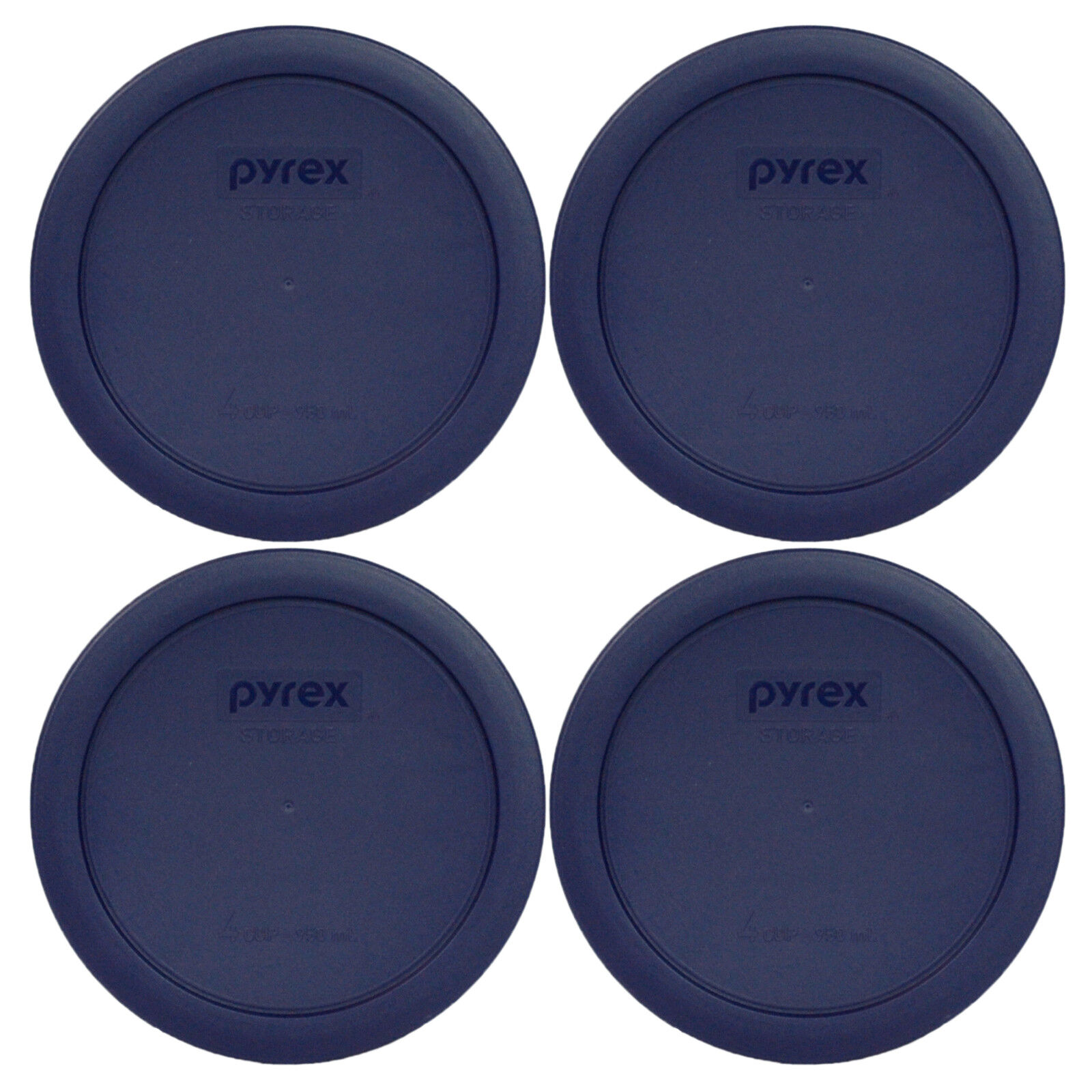 Pyrex 7201-PC Round 4 Cup Blue Food Storage Lid Cover for 7201 Dish (4 Pack) Pyrex 7201PC