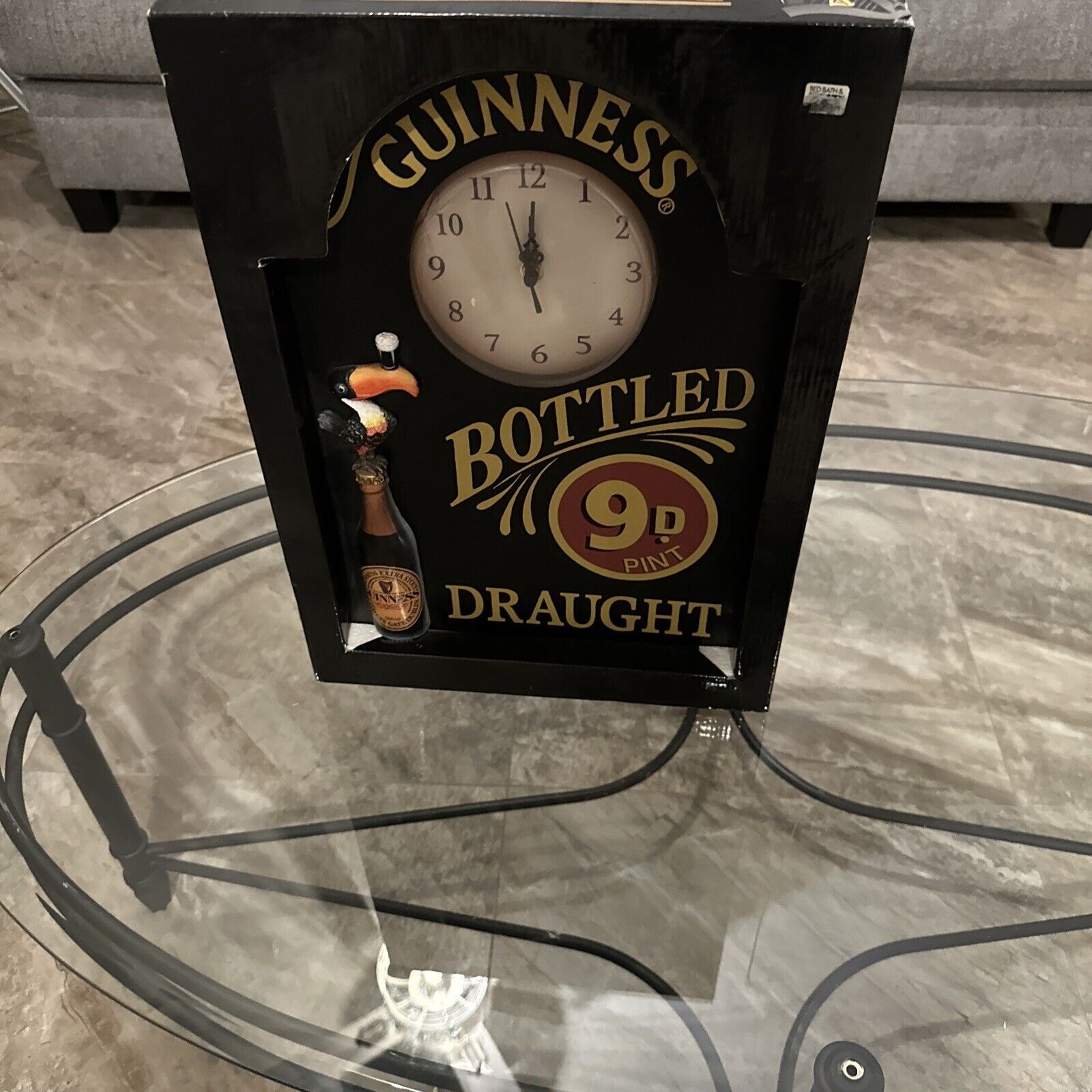 NEW Guinness Bottled 9D Pint Draught Wooden 3-D Clock - Dark Beer Sign 13x18” Guinness