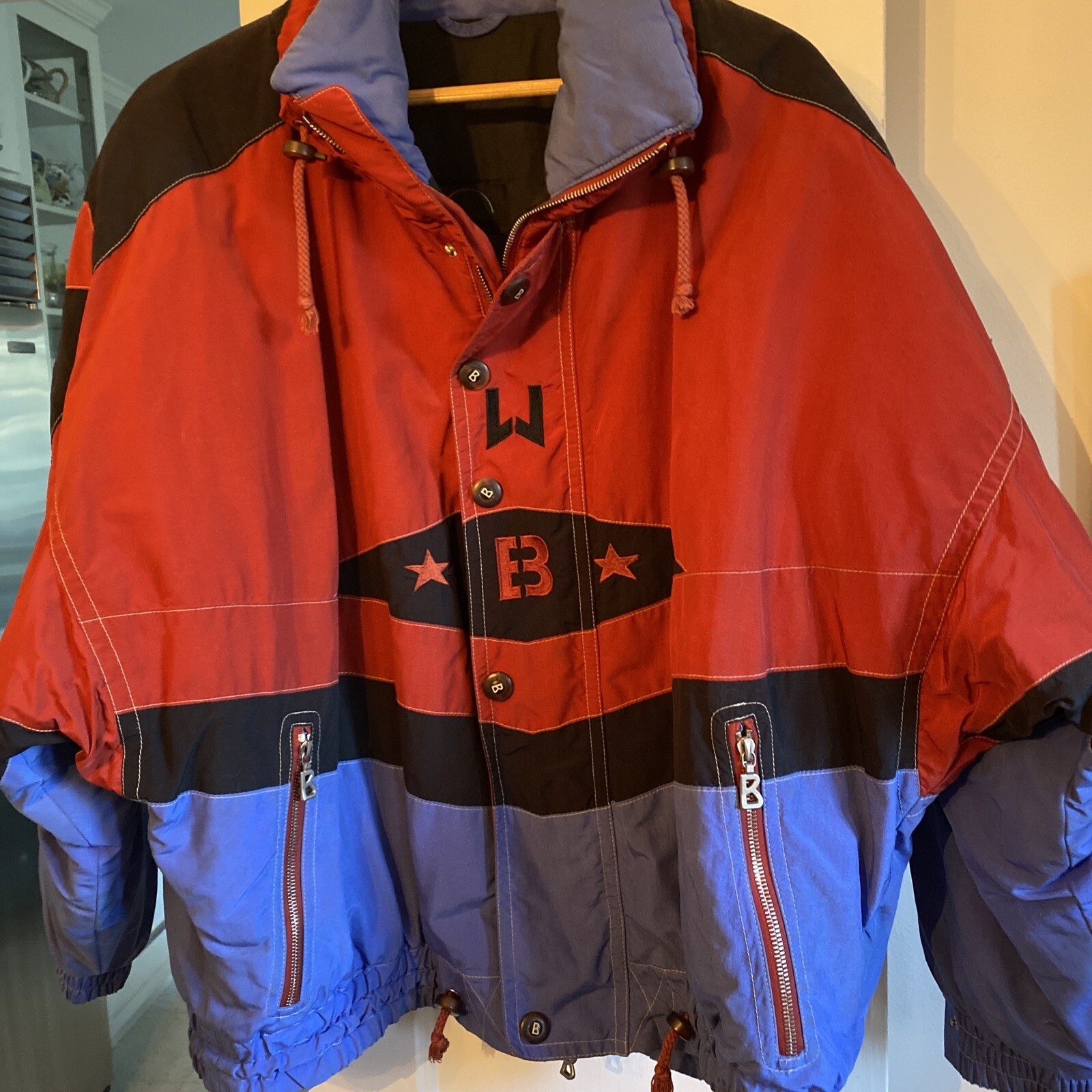 Bogner Mens Ski Jacket Rust Blue and Black size 40 Bogner
