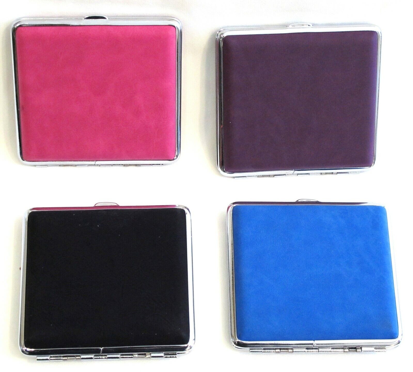 4 Color Set Stainless Steel Cigarette Case Hold 20 Regular Blk Blue Purple Pink Без бренда - фотография #2