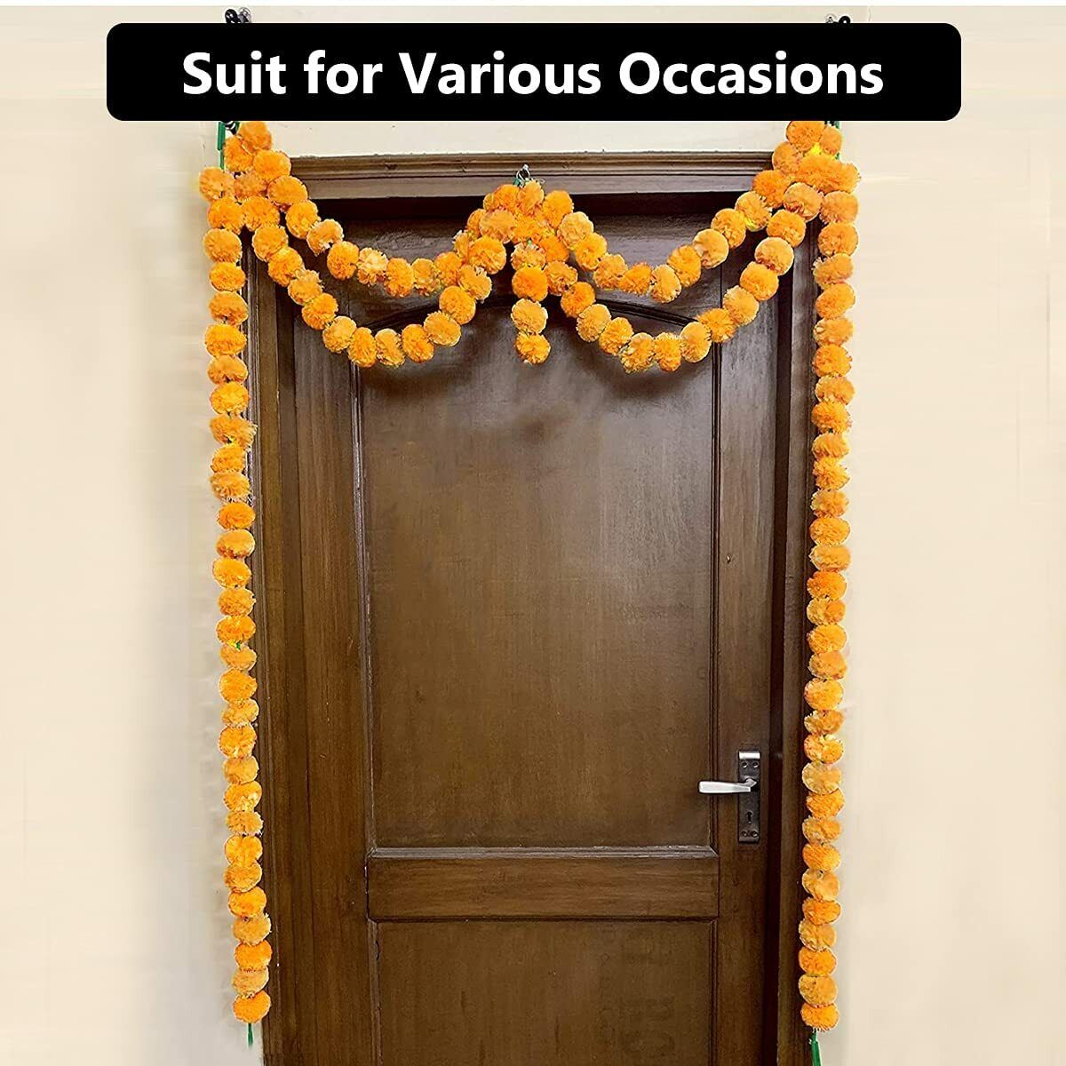 5Pack Marigold Garlands 5ft Artificial Marigold Flower Garland For Pooja/Puja TQS Does not apply - фотография #10