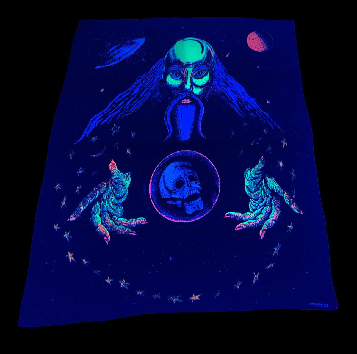 Vintage NOS 3D Wizard of Darkness 23”x28” Blacklight Tapestry w 3D Glasses NEW Lifestyle Products - фотография #7