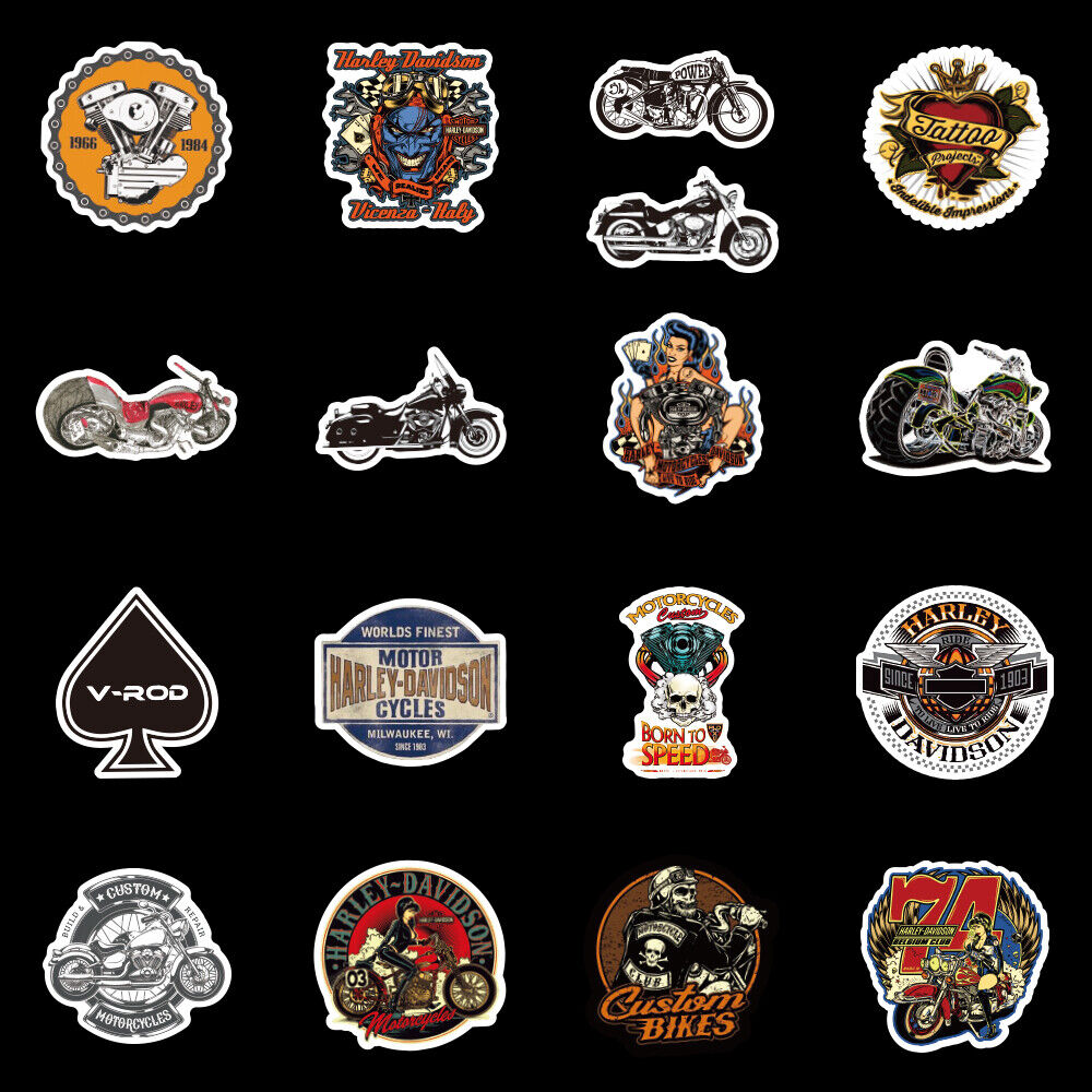 104pcs Harley Davidson Sticker Pack Decals Logo Vintage Helmet Skull Motorcycle  UK Stickers - фотография #5
