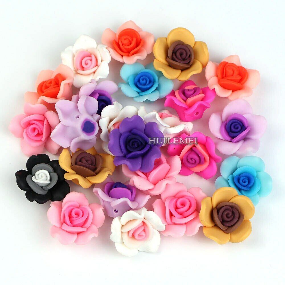 20pcs/lot 25mm Mixed Color Polymer Clay Flower Beads DIY Bracelet Jewelry Making HUILEMEI Does Not Apply - фотография #5