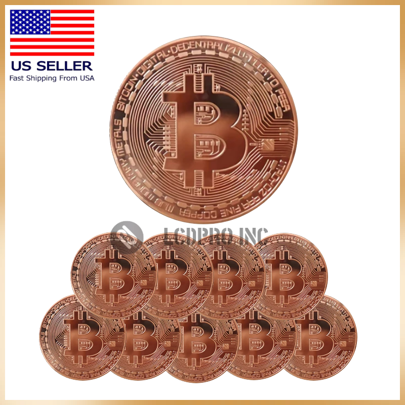 10Pcs Physical Bitcoin Coins Commemorative Rose Gold Plated Bit Coin Collectible Без бренда