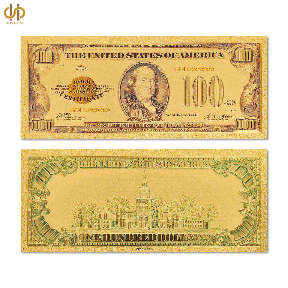 10PCS 1928 US 100 Dollar Bill Colored Gold Banknote Collection Dollar Bill  Без бренда - фотография #3