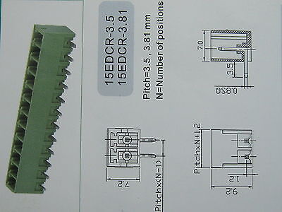 20 pcs Angle 90° 4 pin 3.5mm Screw Terminal Block Connector Pluggable Type Green CY Does not apply - фотография #4