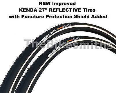 2PAK KENDA K35 REFLECTIVE K-SHIELD 27" x 1-1/4 Flat Guard Black Wall Bike Tire Kenda 01271503575