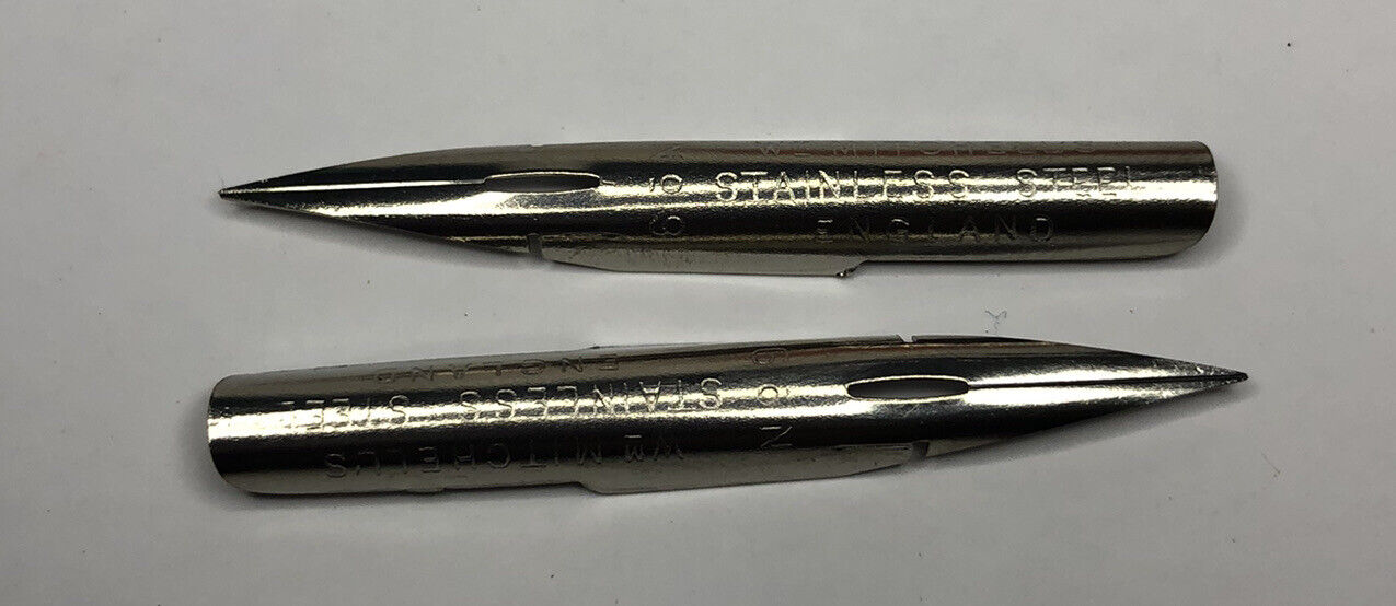 x2 William Mitchell's Stainless Steel "No.9" Pen 0221 Fine Nib Vintage Dip Pen William Mitchell - фотография #10