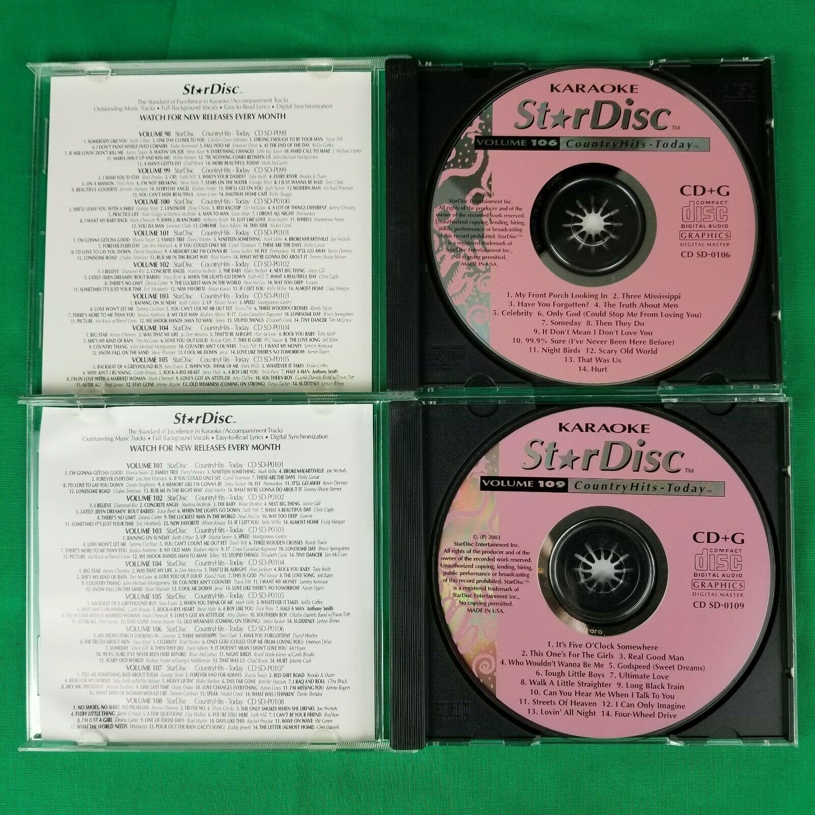 Pre-Owned Lot of 2 StarDisc Karaoke Country Classics CD+G Volume 106 & 109 Star Disc - фотография #2