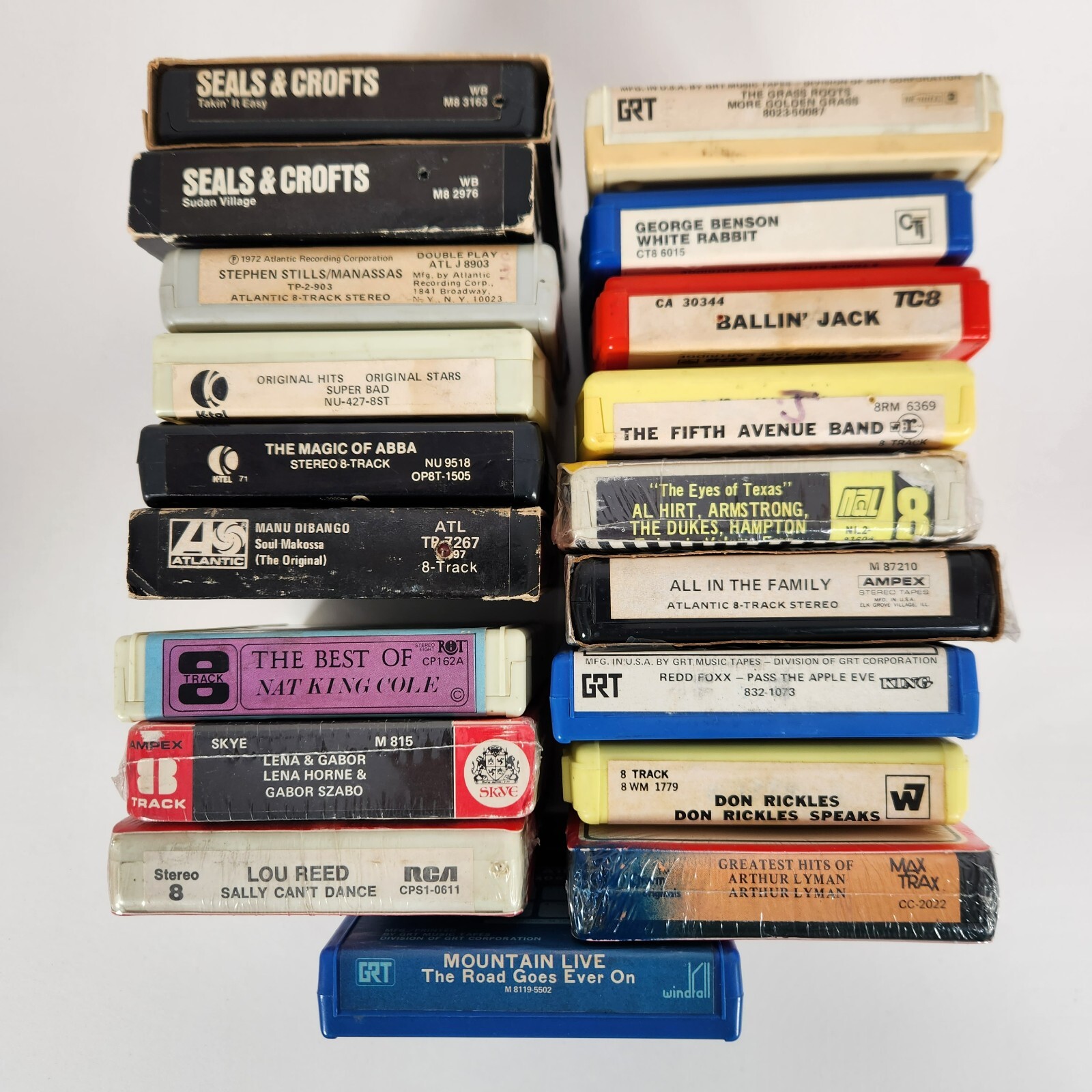 8-Track Tape Lot Rock Jazz Comedy Abba Lou Reed Mountain Nat King Cole Untested Без бренда