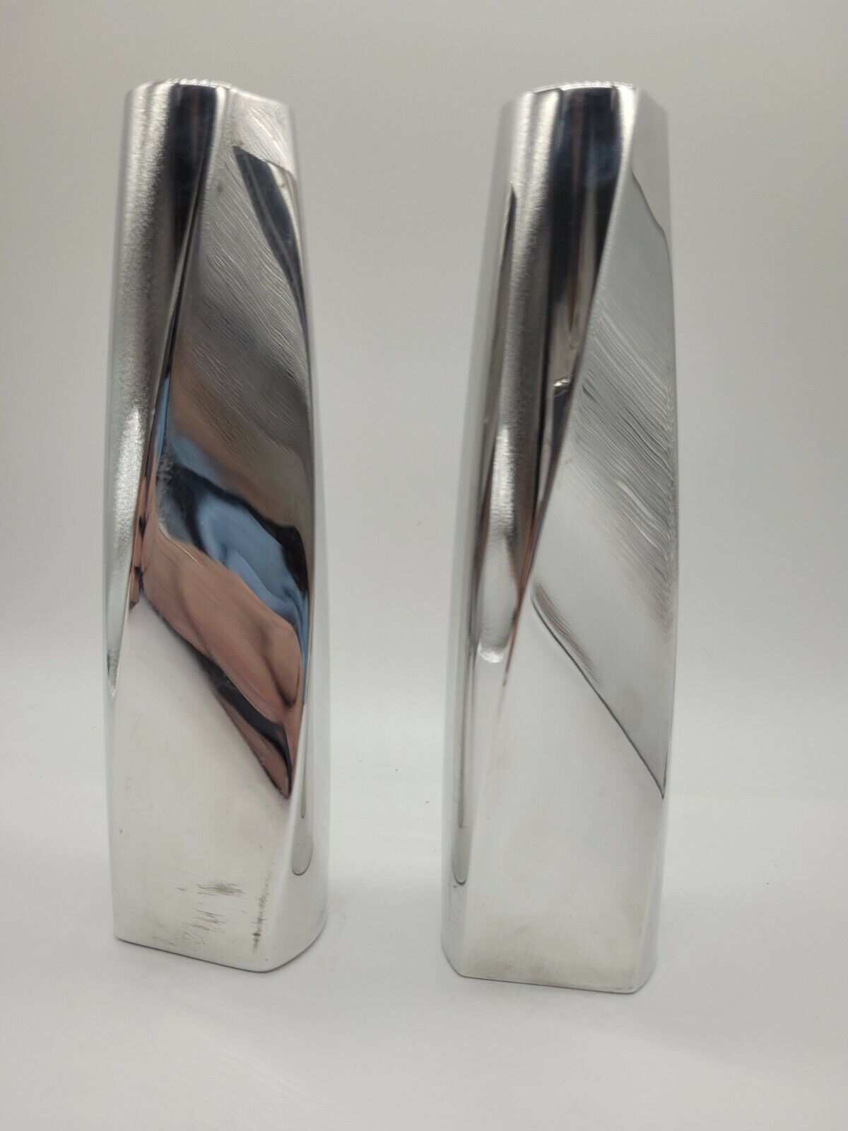 NAMBE Pair Twist Fred Bould 6236 Silver Candlesticks Holders 7” 2002 Pair Nambé NAMBE Twist Fred Bould 6236 - фотография #3