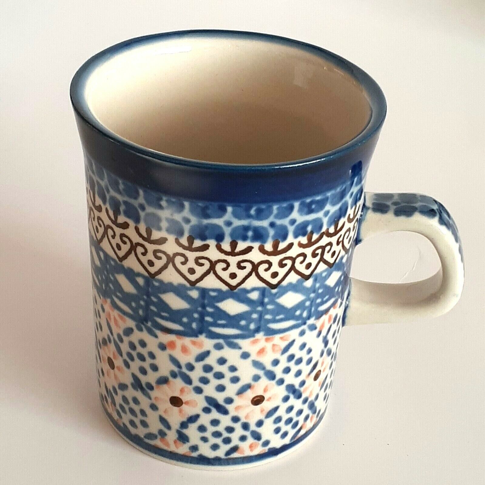 Polish Pottery 8 oz Coffee/Tea cups - Qty of 4 - all different designs/patterns Без бренда - фотография #5