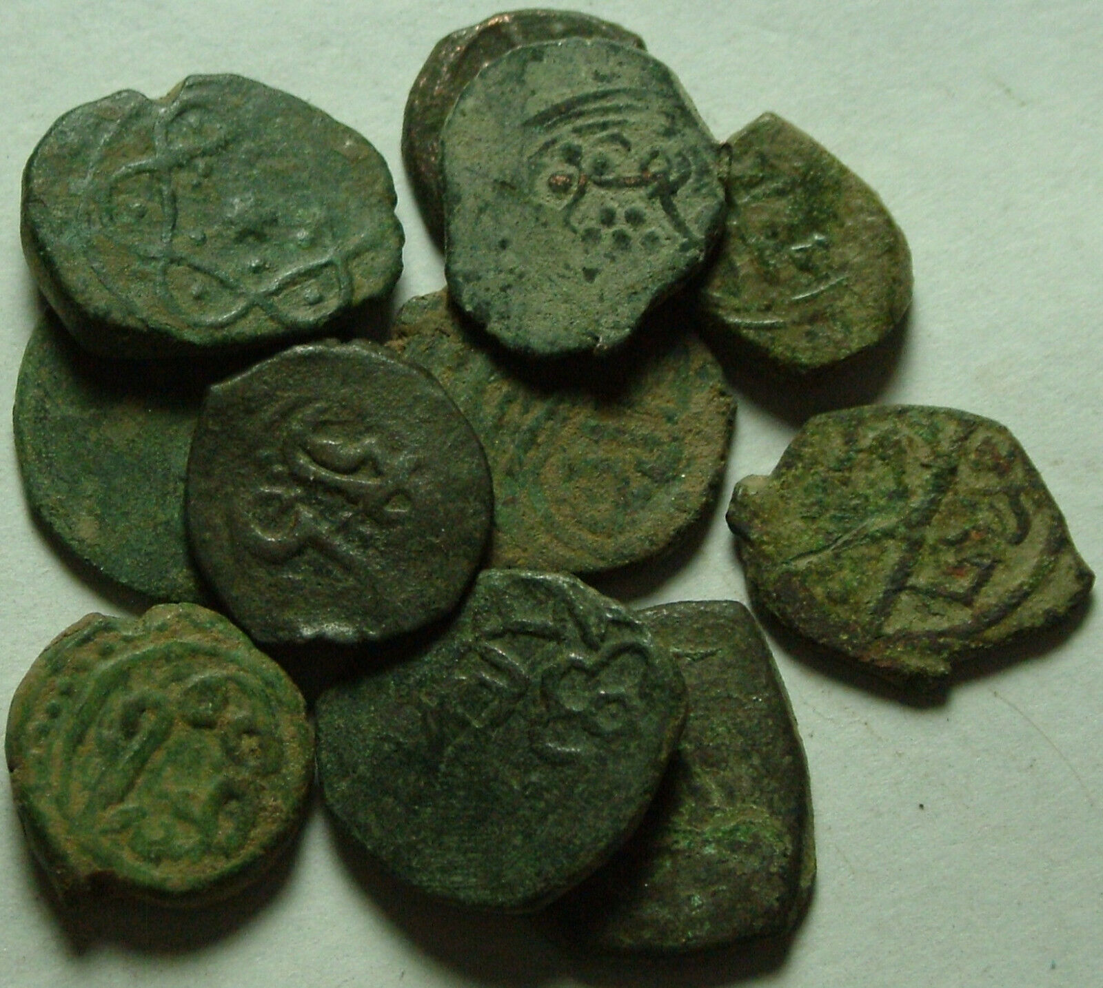 Lot 3 Rare original Islamic copper Bronze Mangir coins/Arabic/Ottoman Empire 15c Без бренда - фотография #11