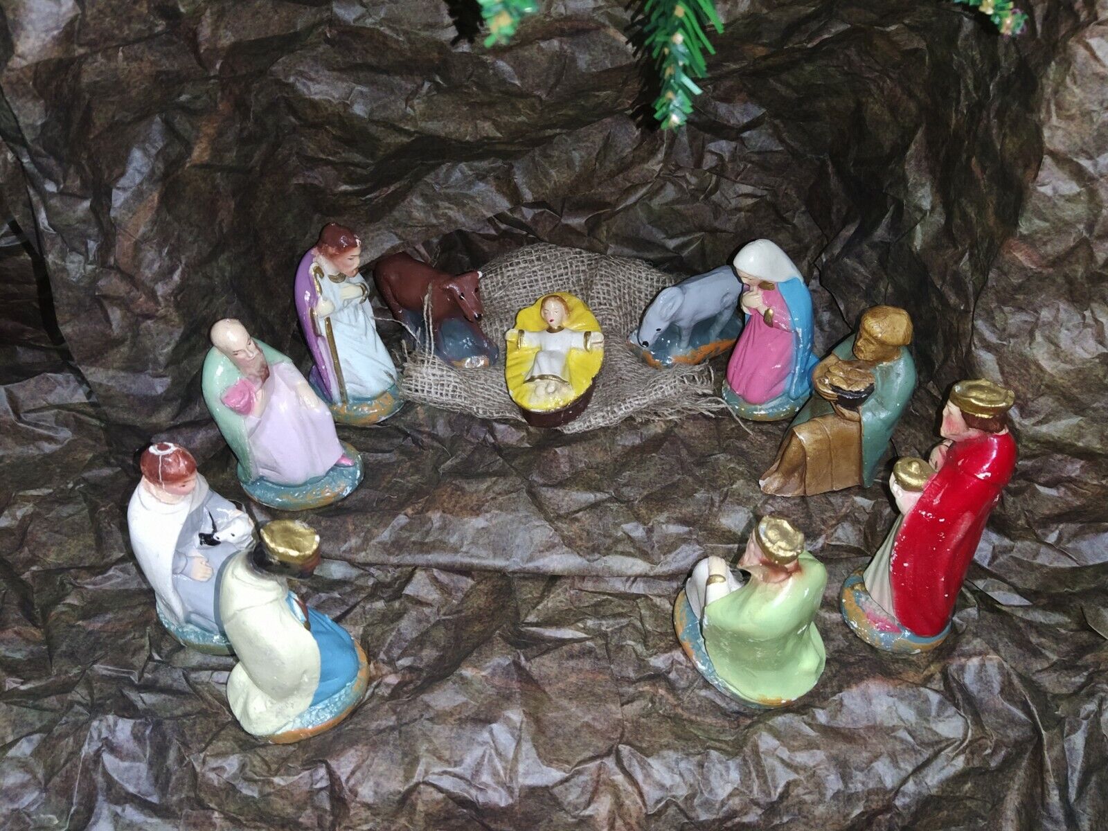 11 peace Antique vintage Nativity Germany jesus mary church Christmas Set Vintag Handmade - фотография #2