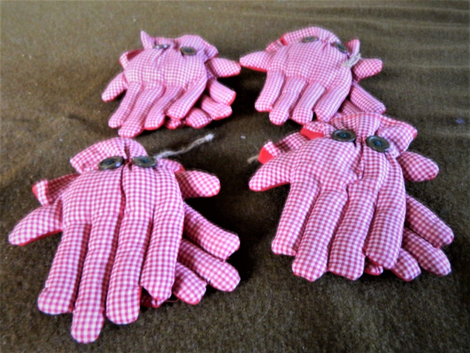 Decorative Glove Ornaments - Fiber Filled Fabric with Buttons Lot of 4 Pieces Unbranded N/A