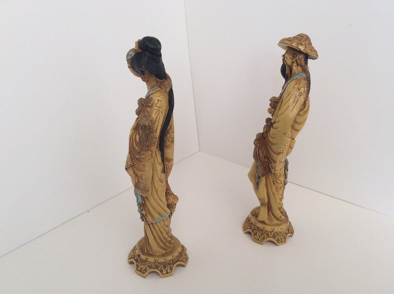 Handmade Carving Beautiful People Man & Woman Elegant Statue Chinese Asian Origi Без бренда - фотография #3