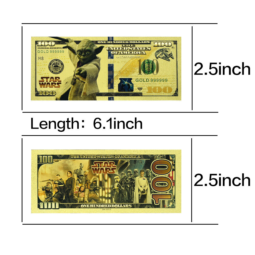 Set of 10 Colourful Star Wars Gold Plated Banknotes Crafts Home Decoration Без бренда - фотография #12