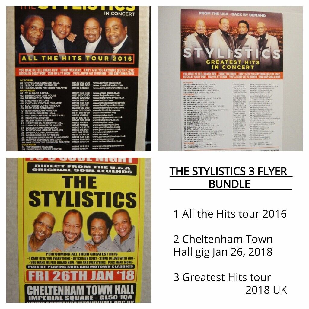 THE STYLISTICS - 3 X A5 FLYERS BUNDLE -  2016  and 2018 Motown
