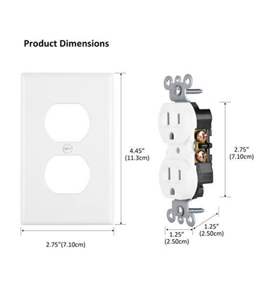 Leviton Standard TR Duplex Receptacle Wall Outlet 15A Wall Plates Incl (10 Pack) Leviton Does Not Apply - фотография #5