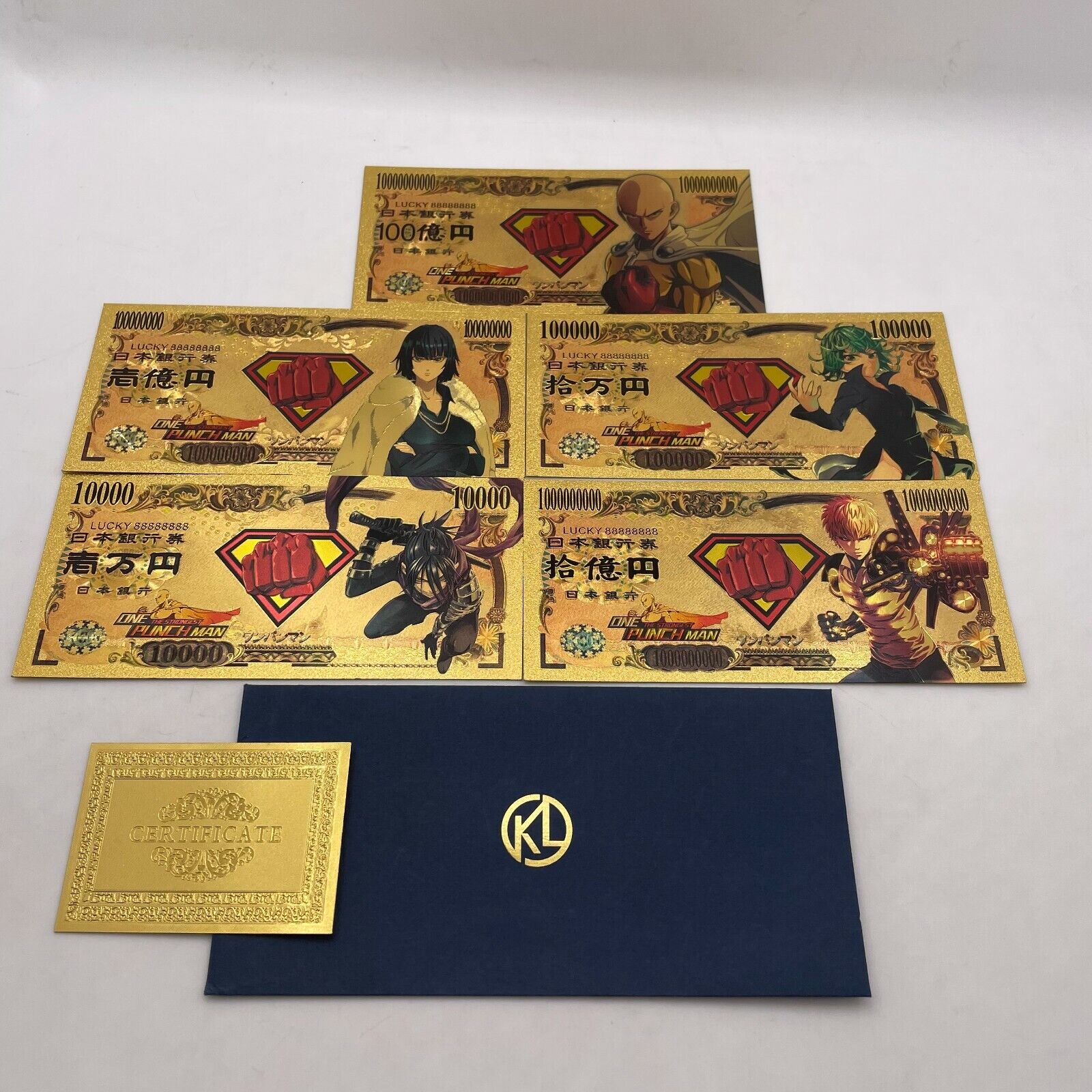 5 pcs Anime One Punch Man Saitama Anime Guitar Japanese Gold Banknotes Unbranded