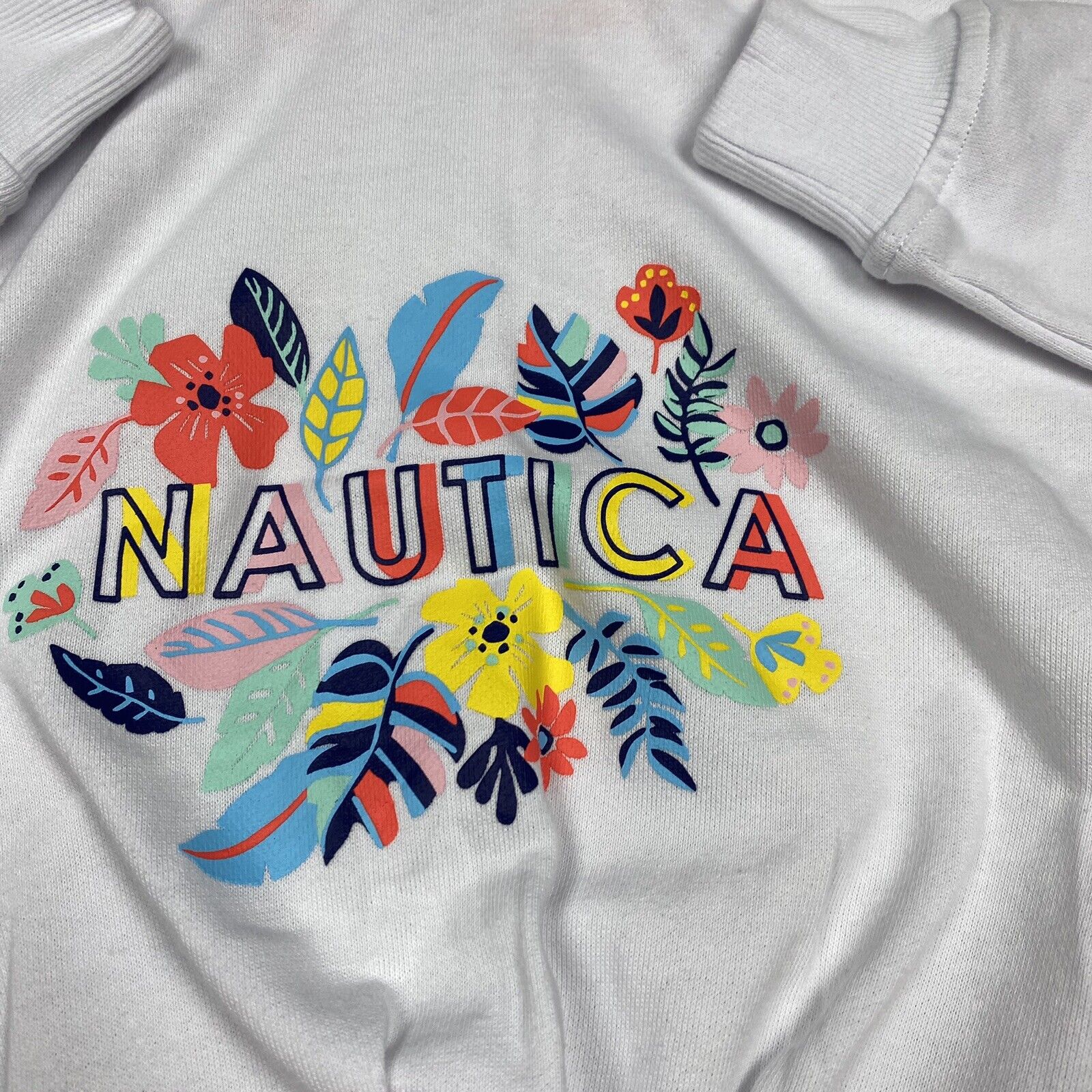 New NAUTICA Hoodie Jacket Zip Up Girl's Size 6 White Floral Graphic School Nautica Does Not Apply - фотография #3